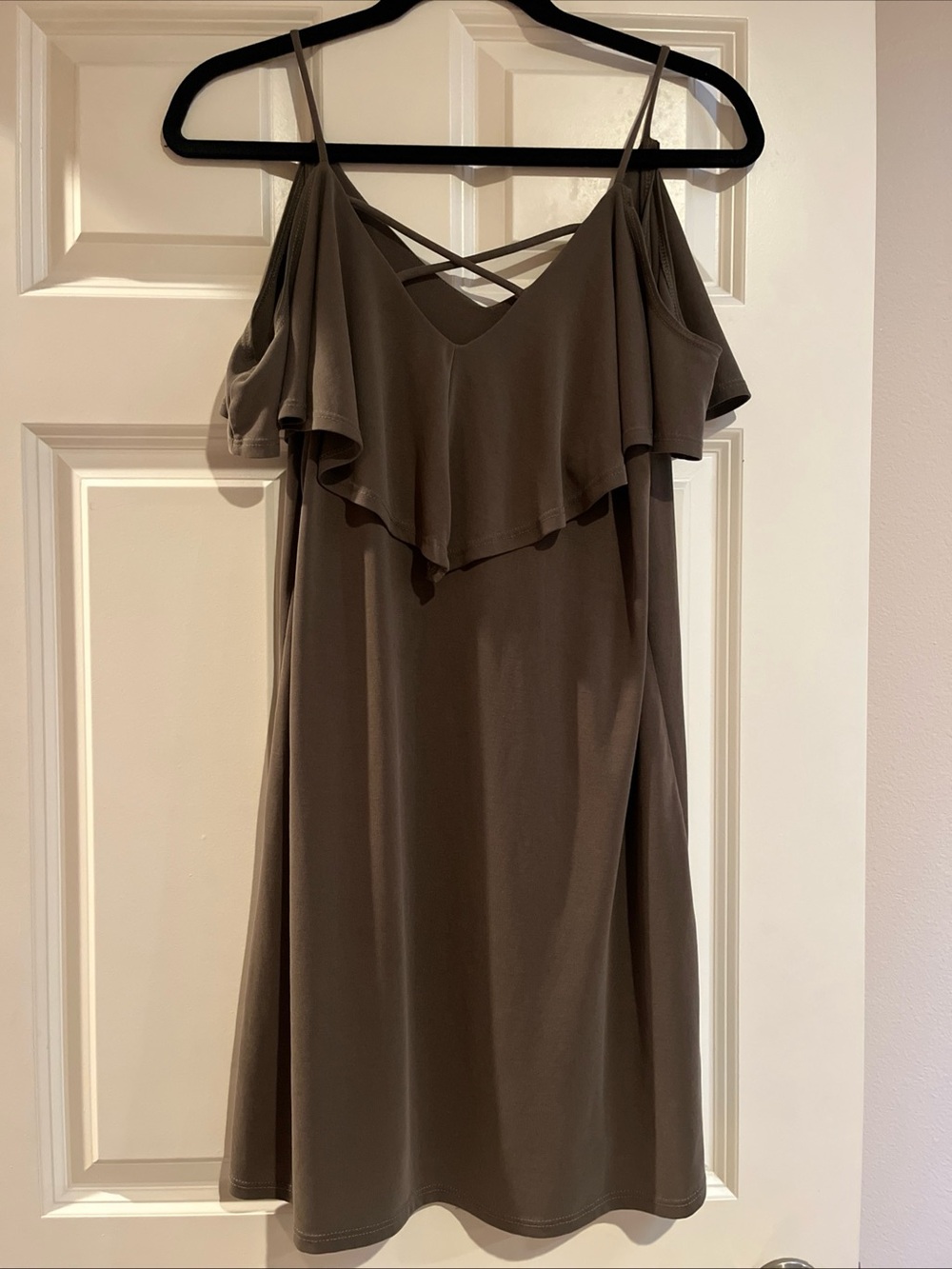 AG  Cold-Shoulder Ruffle Mini Dress in Army Green